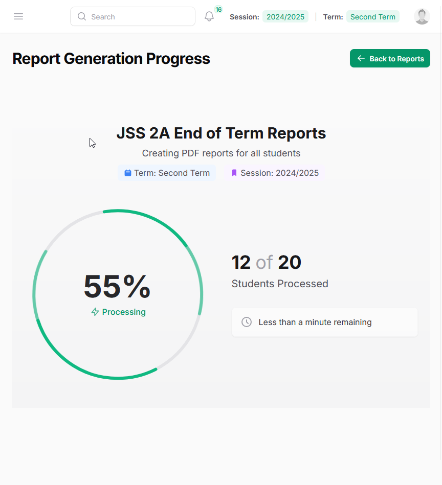 Bulk Report Generation Interface